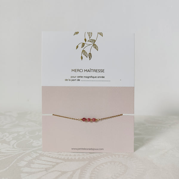 Carte et bracelet "Merci maîtresse"